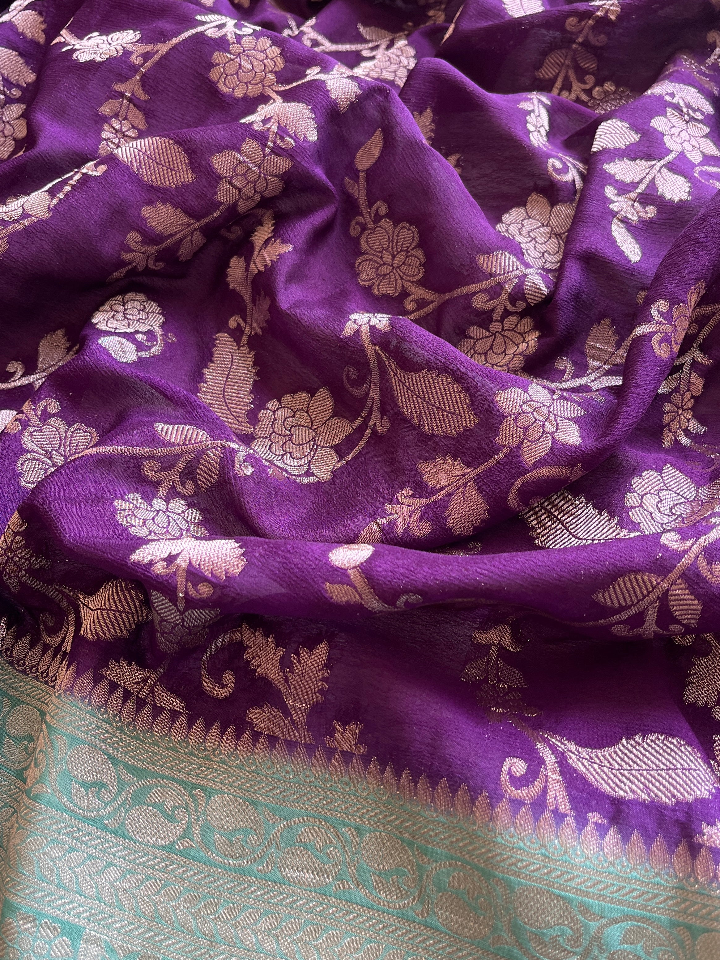 Purple Georgette Banarasi Saree